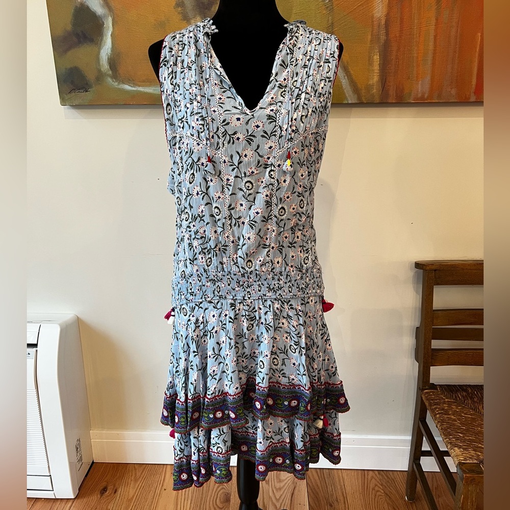 Poupette St Barth Amora Mini Dress Blue Cerise Size Large